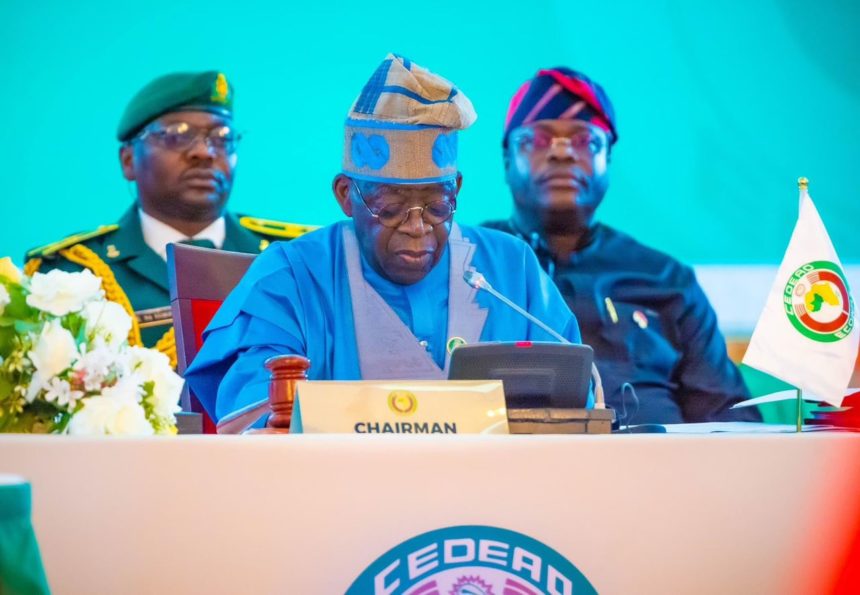 President Bola Tinubu at an ECOWAS meeting